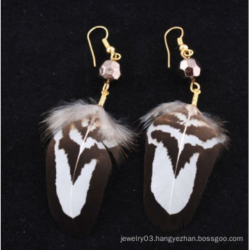 Popular Wholesale Natural Metal Feather Earrings